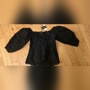 Express Black Smocked Top